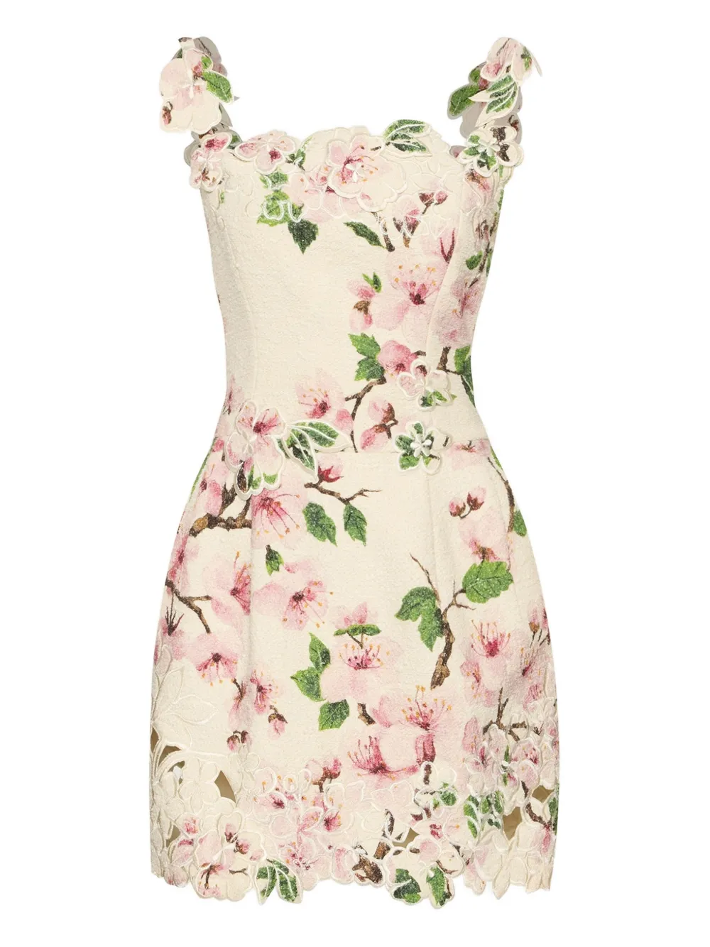 Oscar de la Renta Mini-jurk met bloemenkant Wit