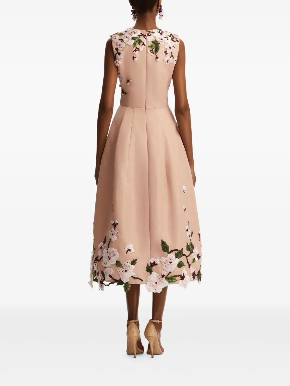Oscar de la Renta Jurk met geborduurde bloemen Roze