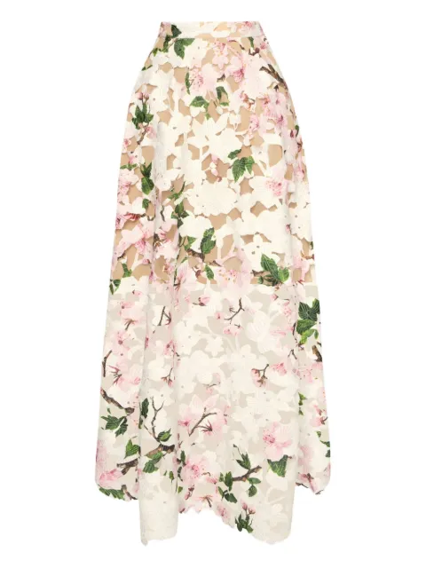 Oscar de la Renta Cherry Blossom-print skirt