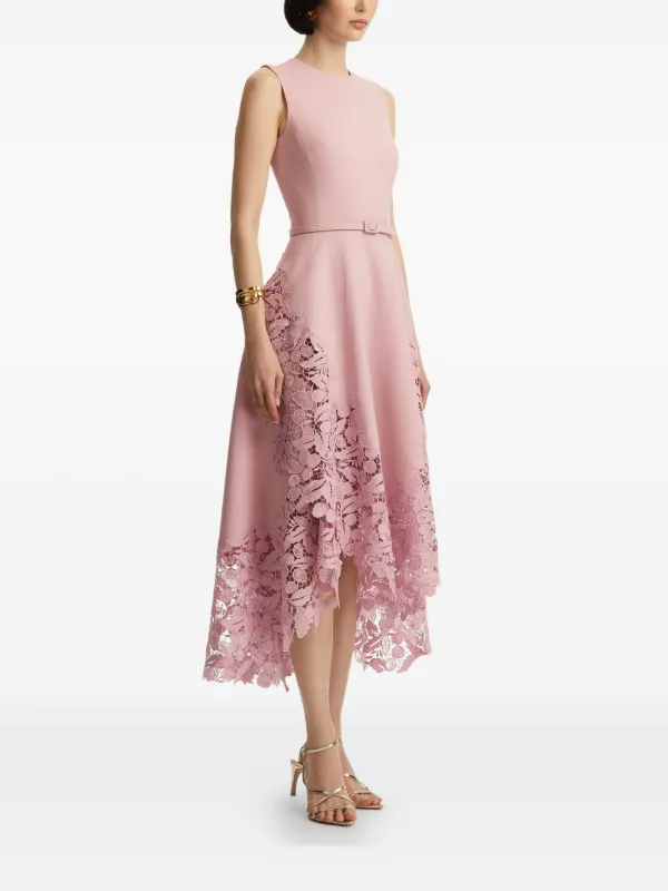 Oscar De La Renta Robe Cherry Guipure Lace à Coupe mi-longue