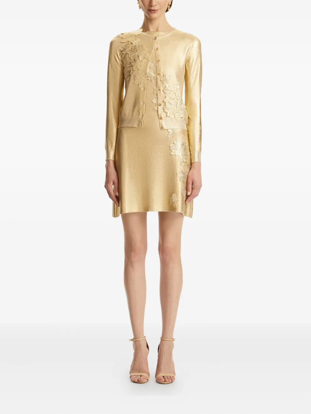 Oscar de la Renta Verfraaid button-up vest Goud