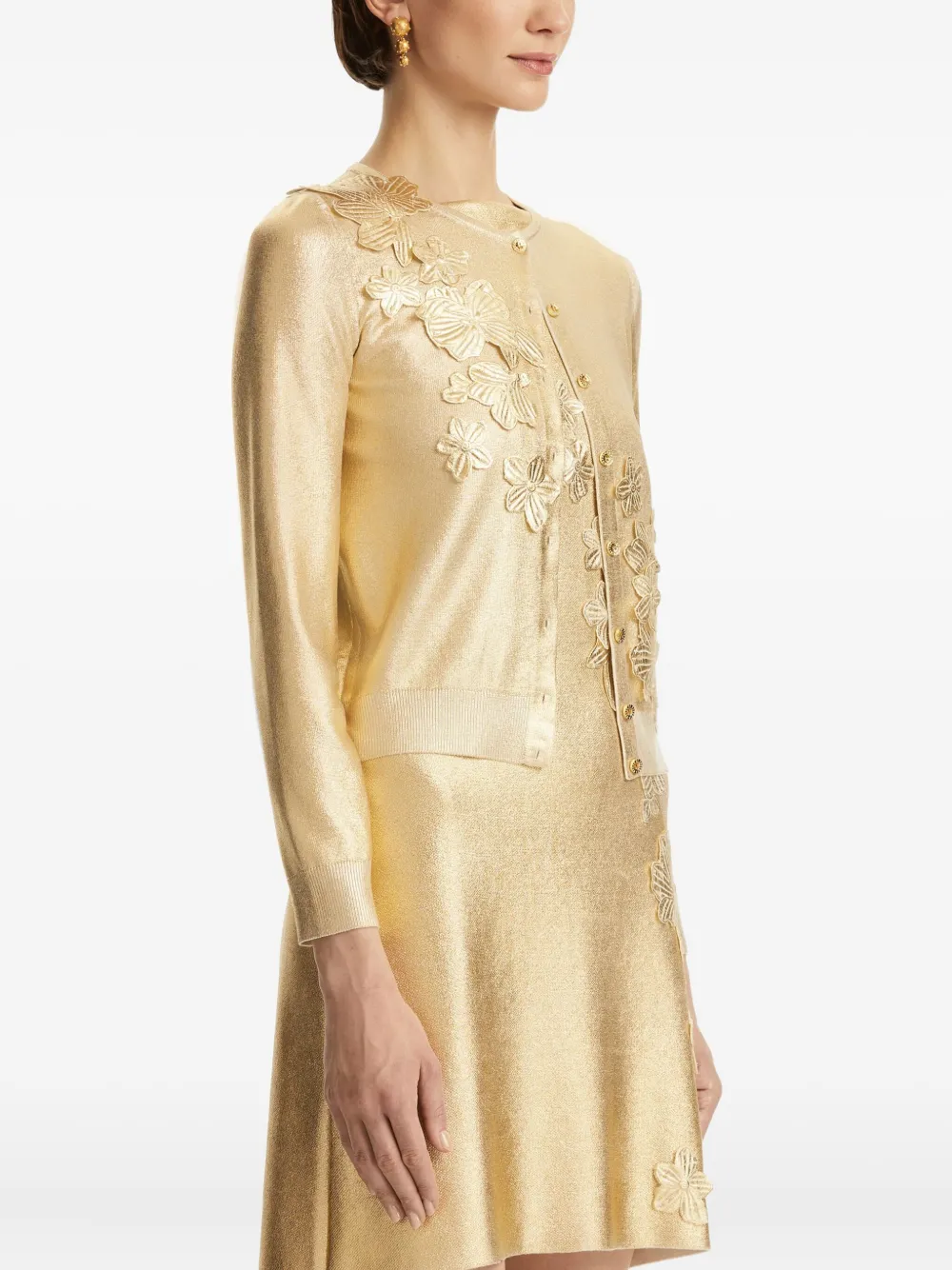 Oscar de la Renta Verfraaid button-up vest Goud