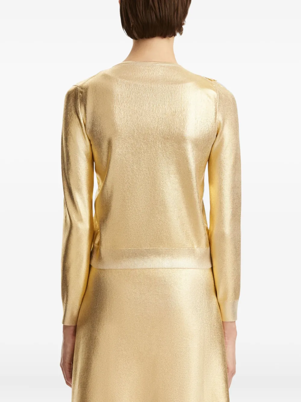 Oscar de la Renta Verfraaid button-up vest Goud