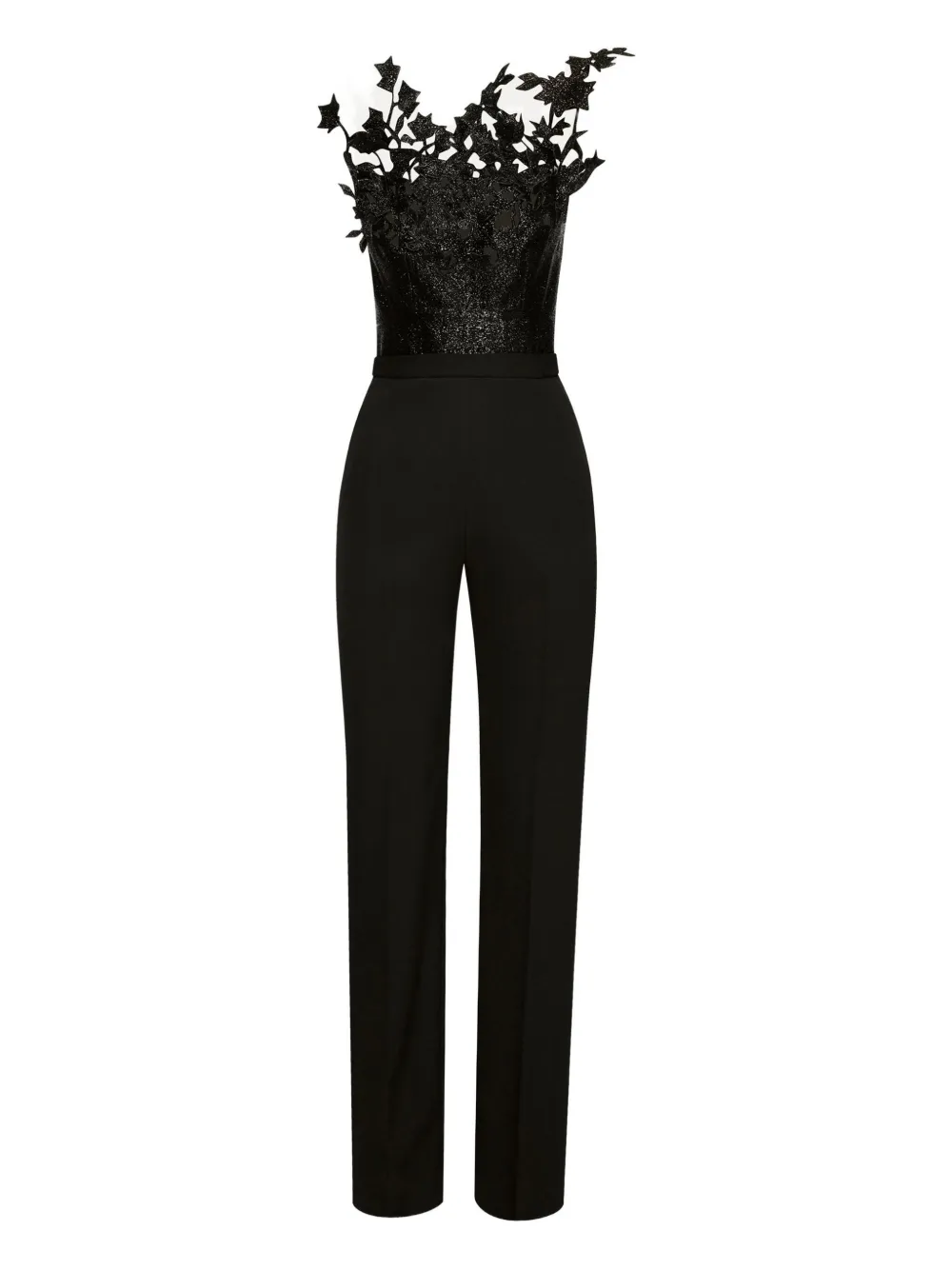 Oscar de la Renta フローラル ジャンプスーツ - ブラック Oscar de la Renta フローラル ジャンプスーツ - ブラック