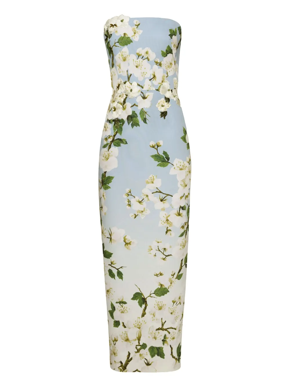 floral-print strapless dress