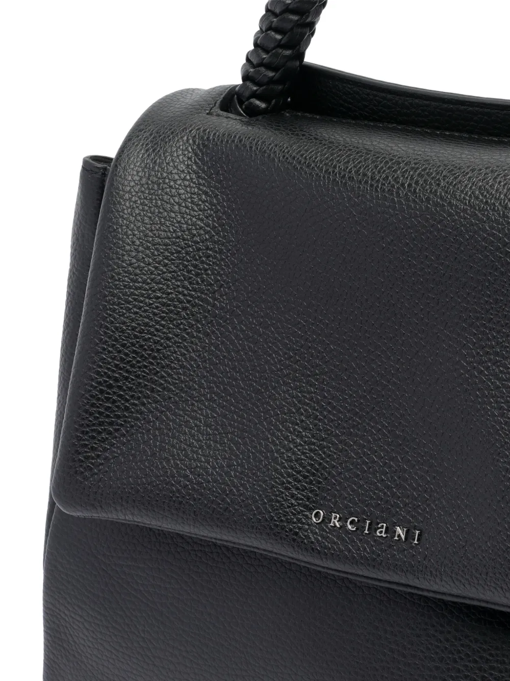 Orciani Leren shopper met logoprint Zwart