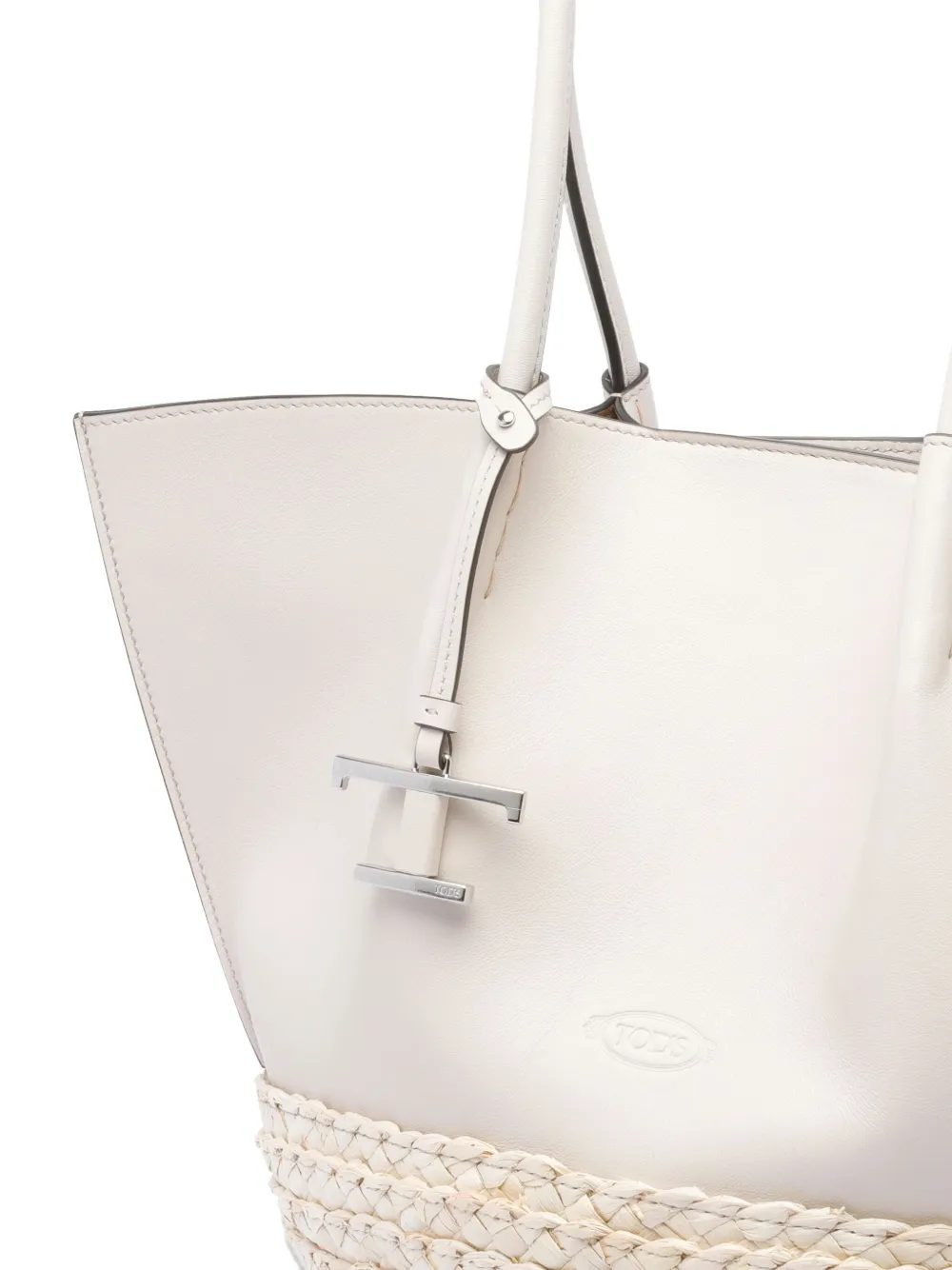 Tod's Raffia leren shopper Wit