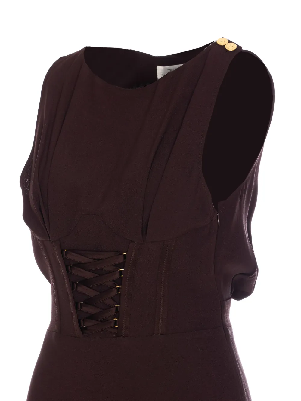 Shop Elisabetta Franchi Corset-style Dress In Brown