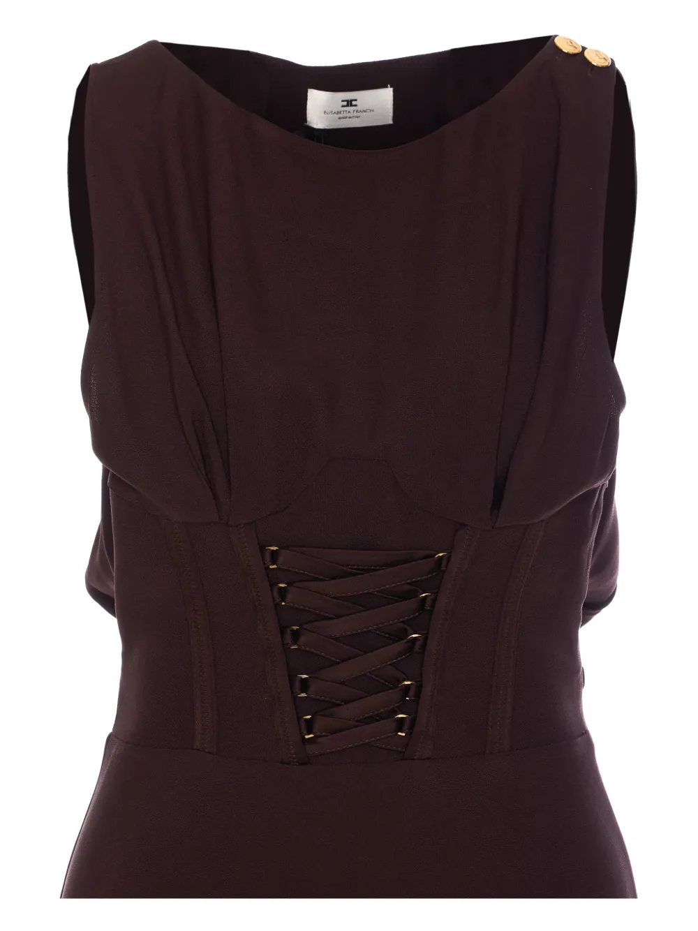 Shop Elisabetta Franchi Corset-style Dress In Brown