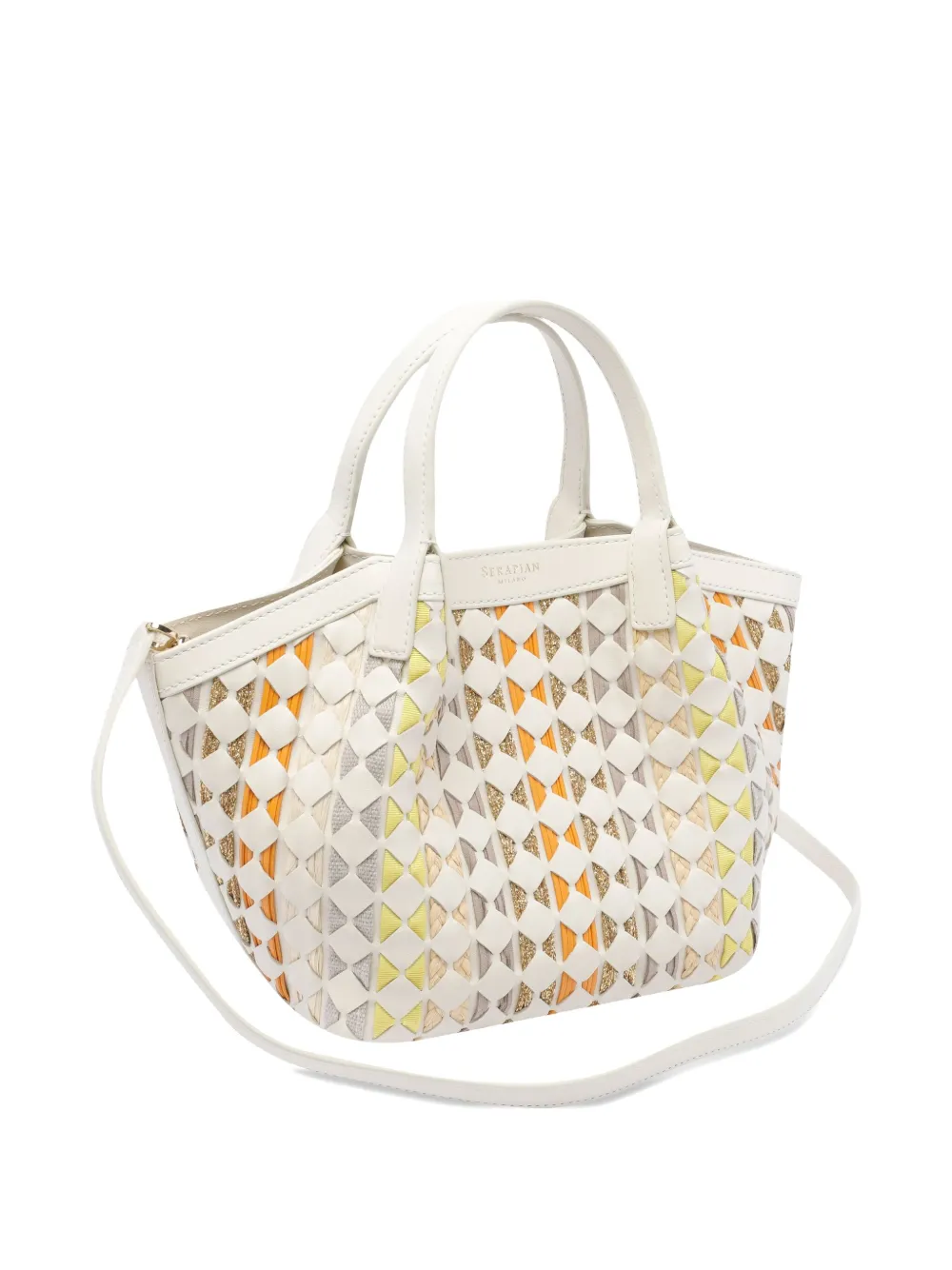 Serapian Mini Mosaico Secret Tote Bag In Weiss