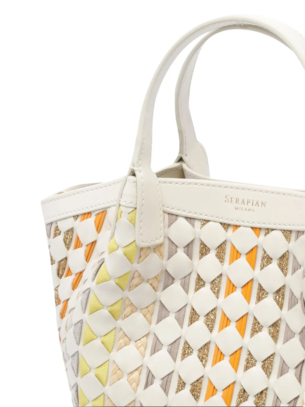 Serapian Mini Mosaico Secret Tote Bag In Weiss