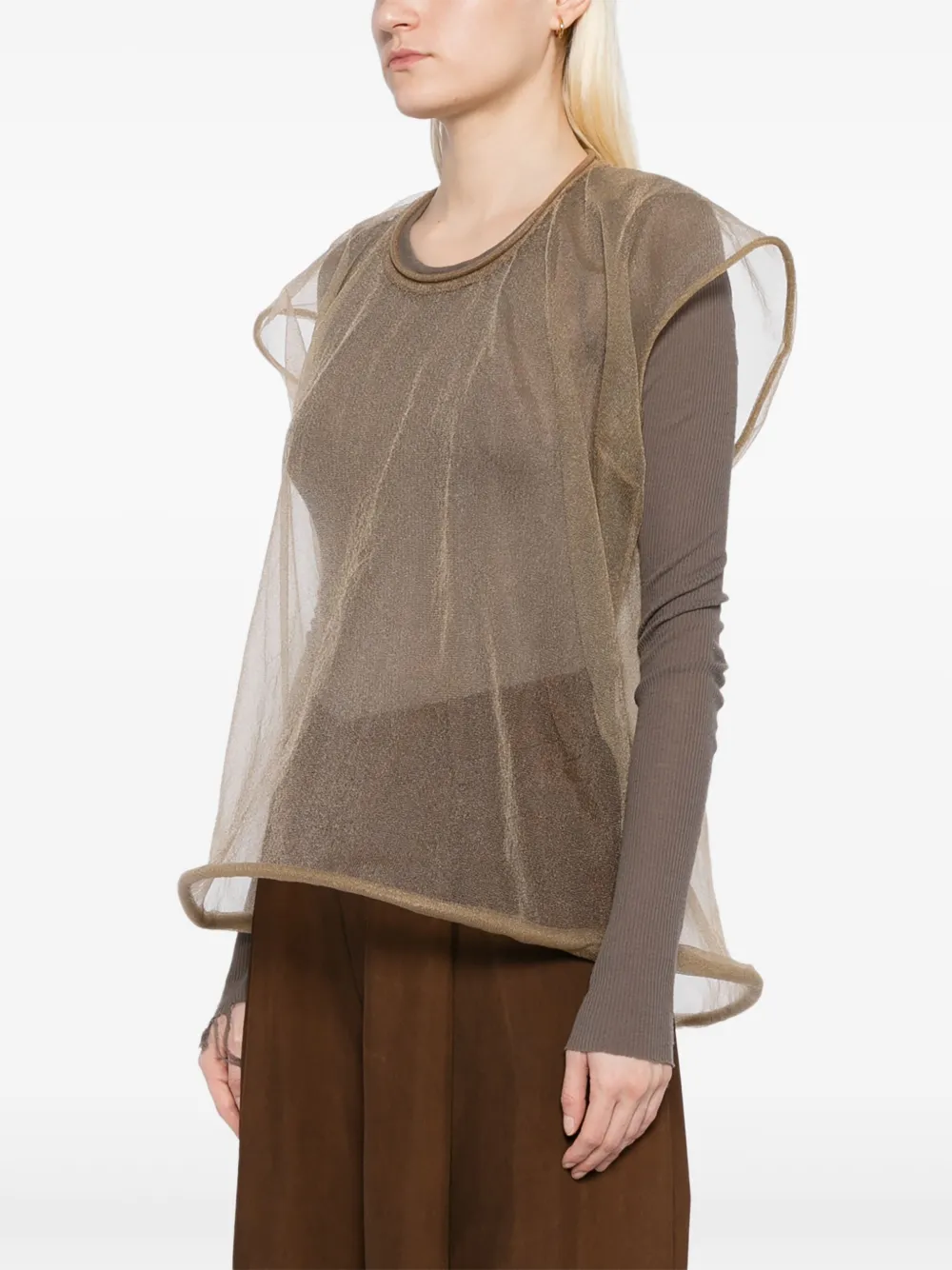 Uma Wang Doorzichtige top Beige