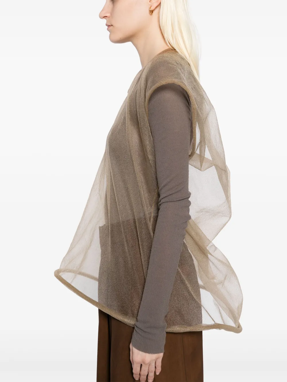 Uma Wang Doorzichtige top Beige