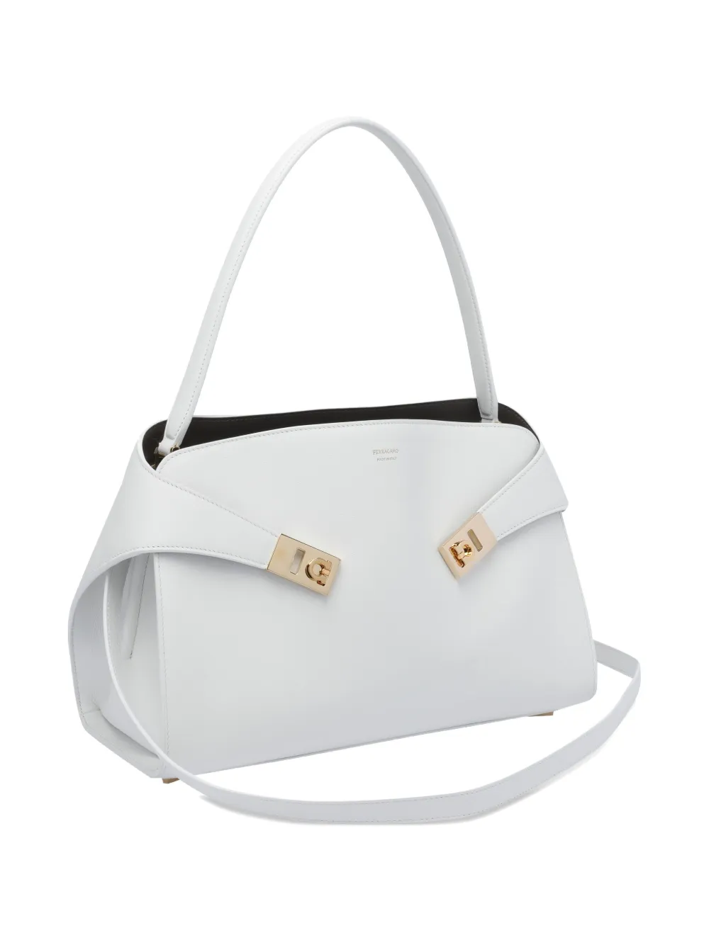 Shop Ferragamo Hug Shoulder Bag In White