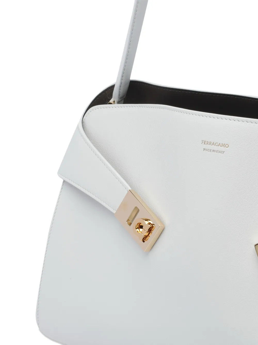 Shop Ferragamo Hug Shoulder Bag In White