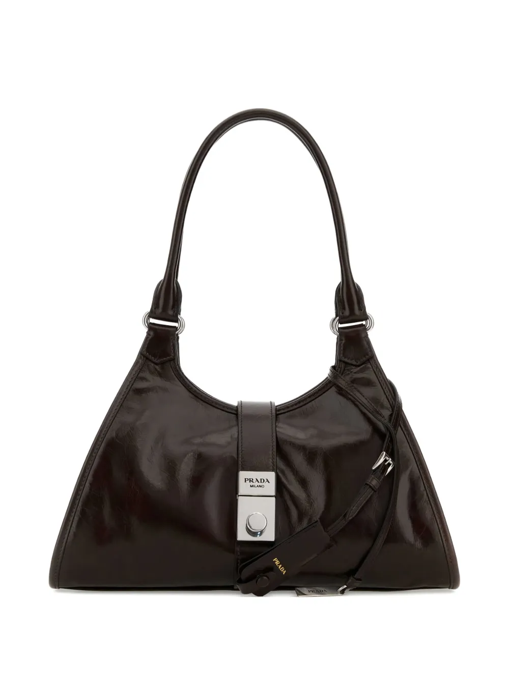 Prada Lakleren schoudertas Zwart
