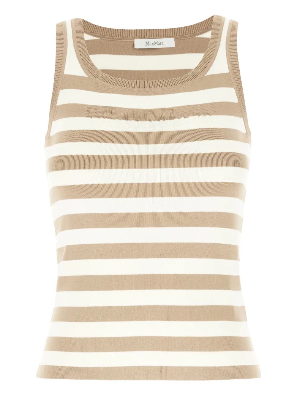 Max Mara Gestreepte ribgebreide top Wit