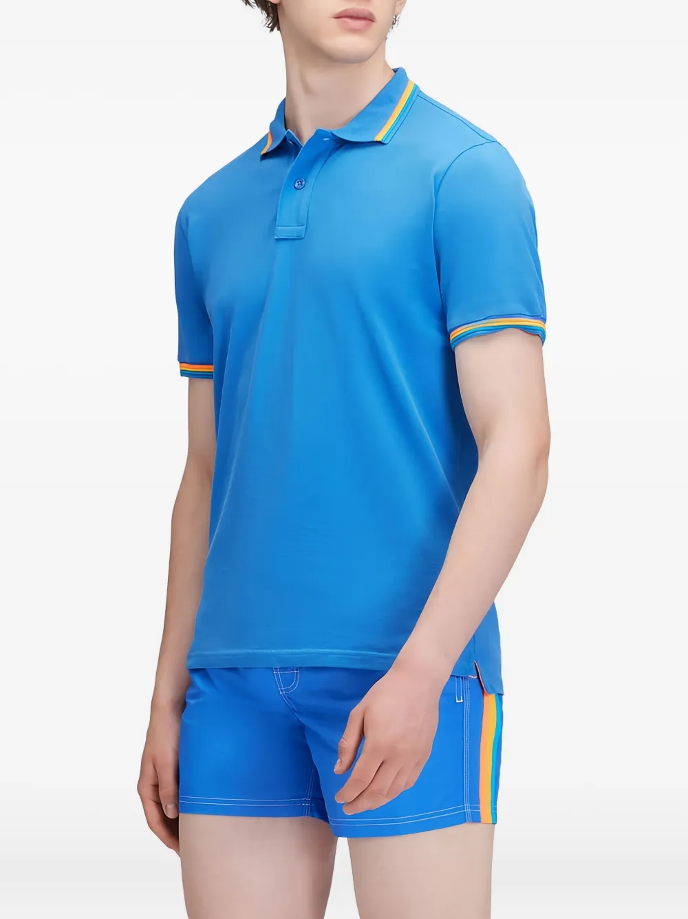 Sundek rainbow-striped collar polo shirt - Blauw