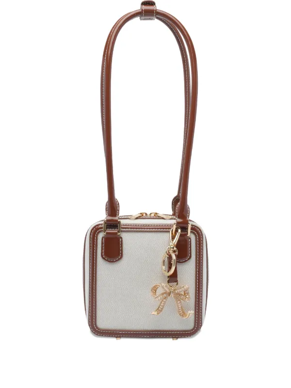 国内発送/送料関税込【Self-portrait】SHOULDER BAG WITH CHARM Brown Leather Baguette Shoulder Bag With Charm – self