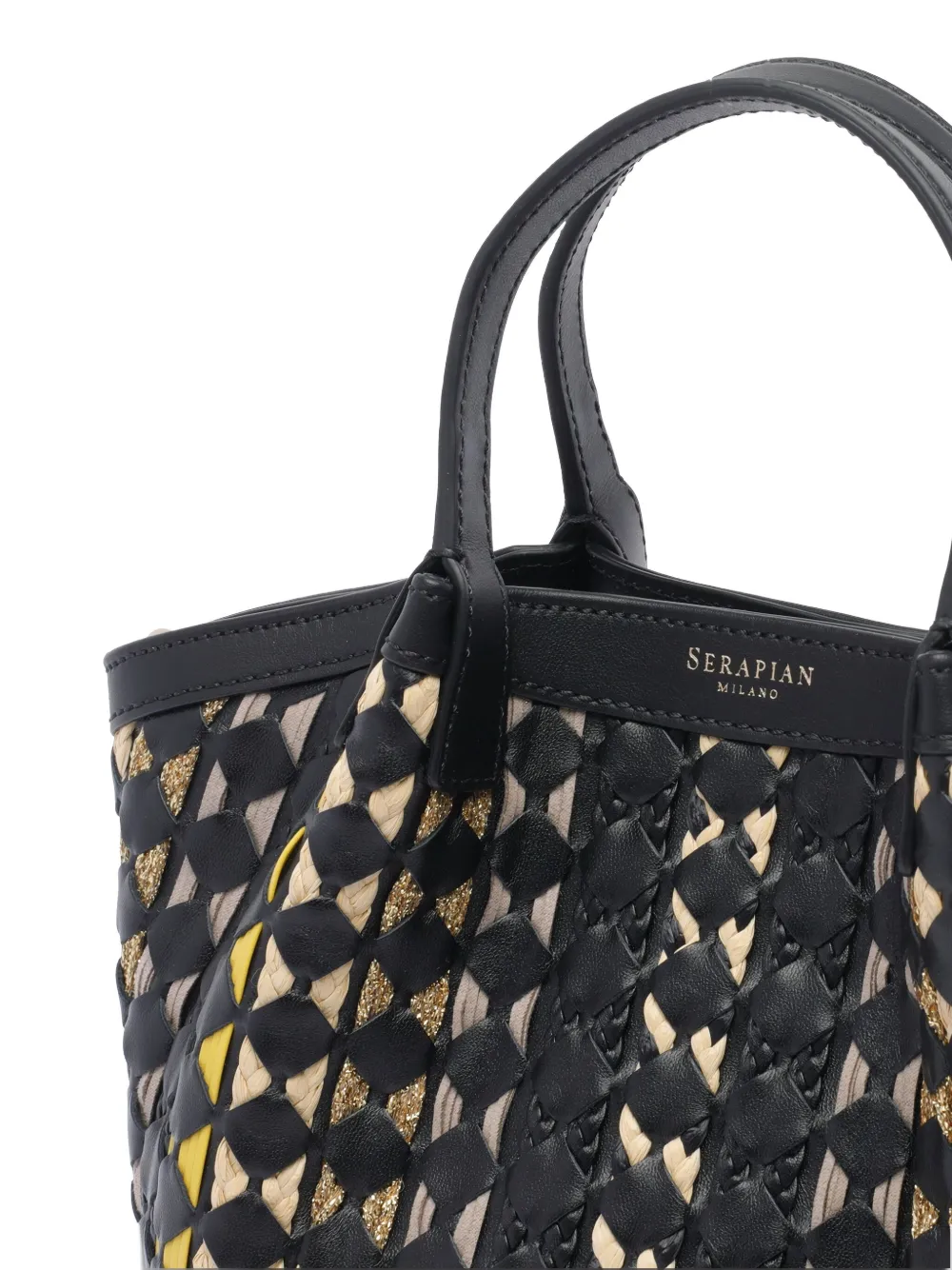 Serapian Mini Mosaico Secret Tote Bag In Black