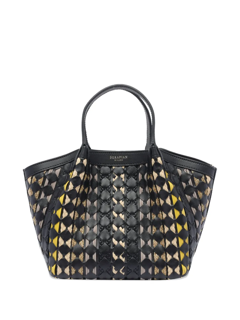 Serapian Mini Mosaico Secret Tote Bag In Black