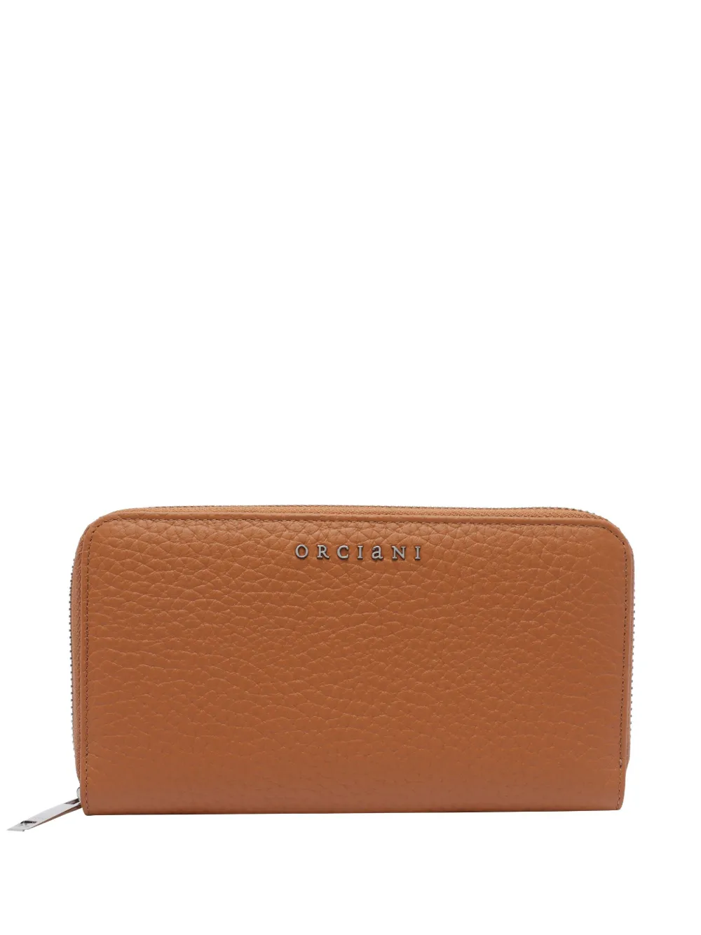 Orciani Textured Finish Zip Purse In Brown