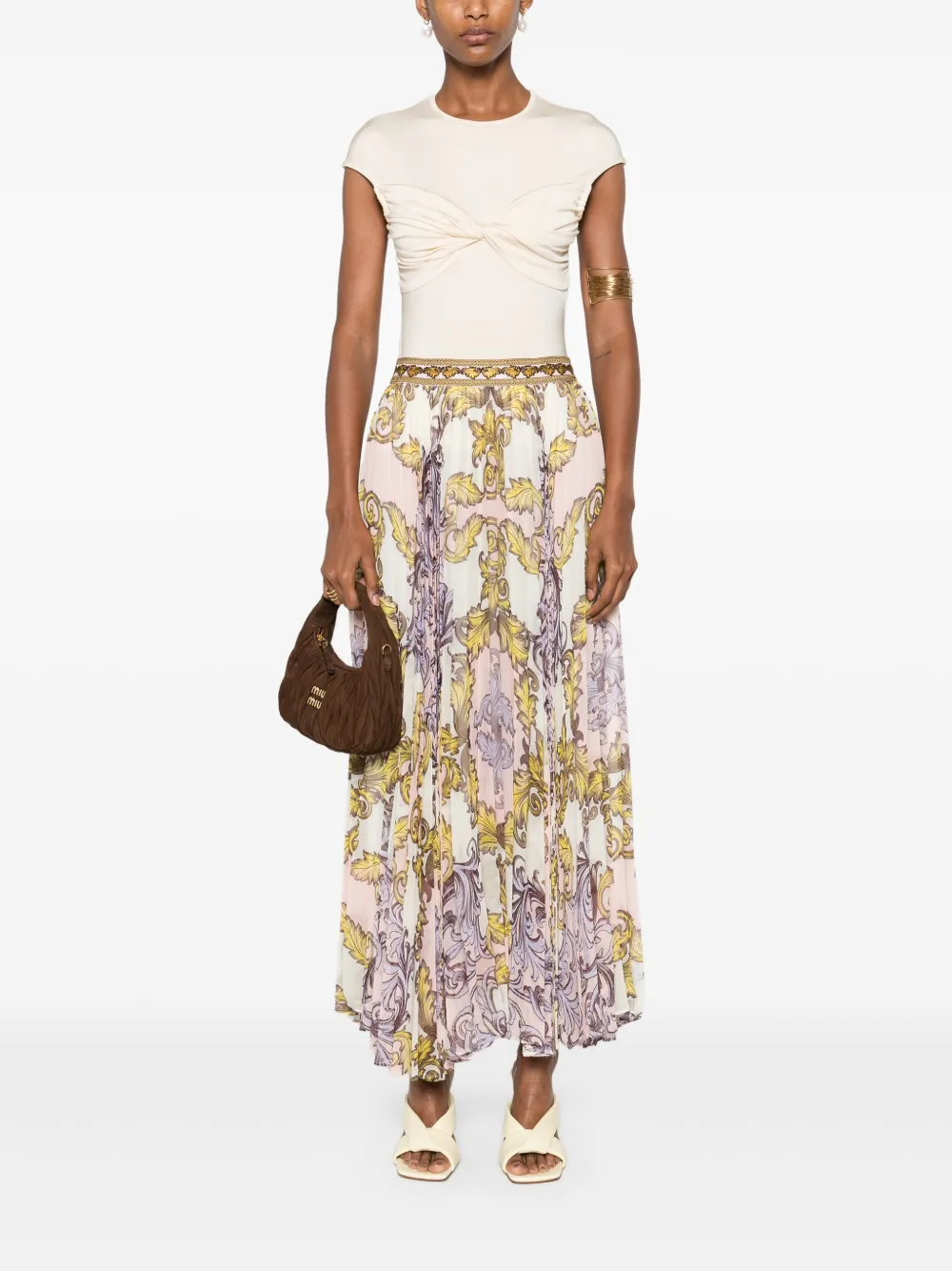 Alice + olivia Maxi-rok met geborduurde tailleband - Wit