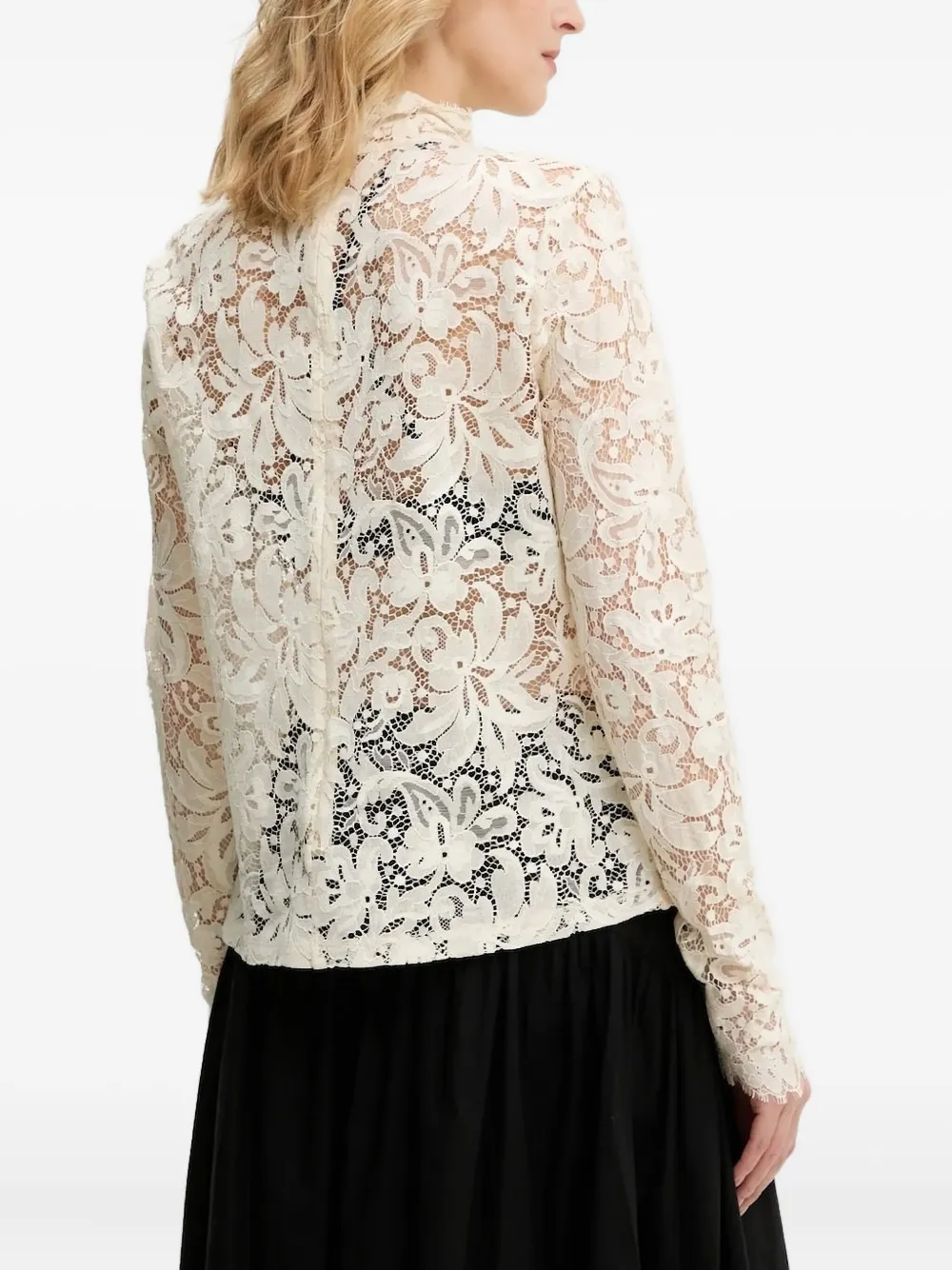 A.L.C. Blouse met hoge hals en kant - Wit