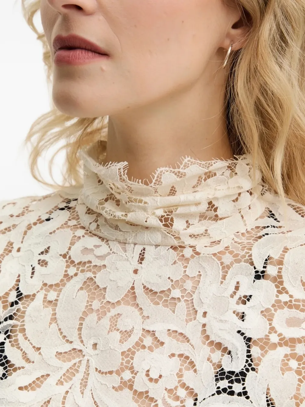 A.l.c Lace Mock-neck Blouse In Neutral