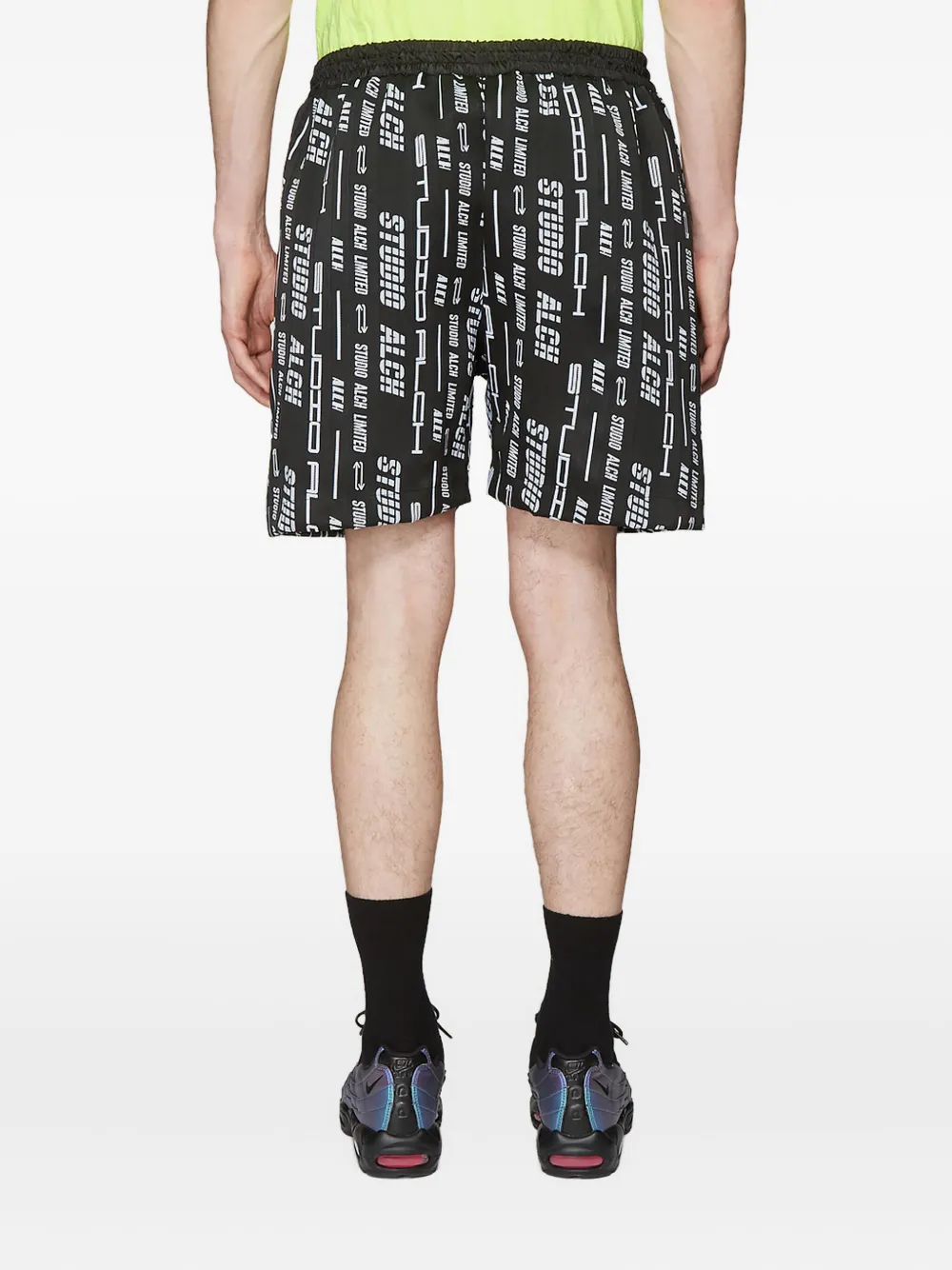 STUDIO ALCH logo-motif panelled track shorts Zwart
