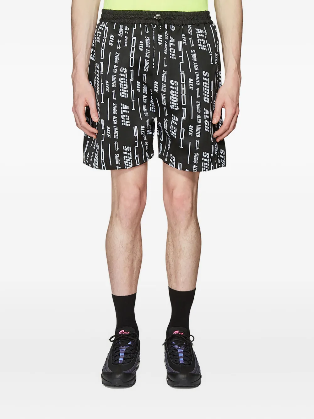 STUDIO ALCH logo-motif panelled track shorts Zwart