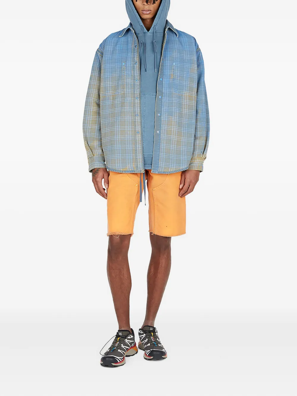 NOTSONORMAL Denim shorts met verwassen effect Oranje