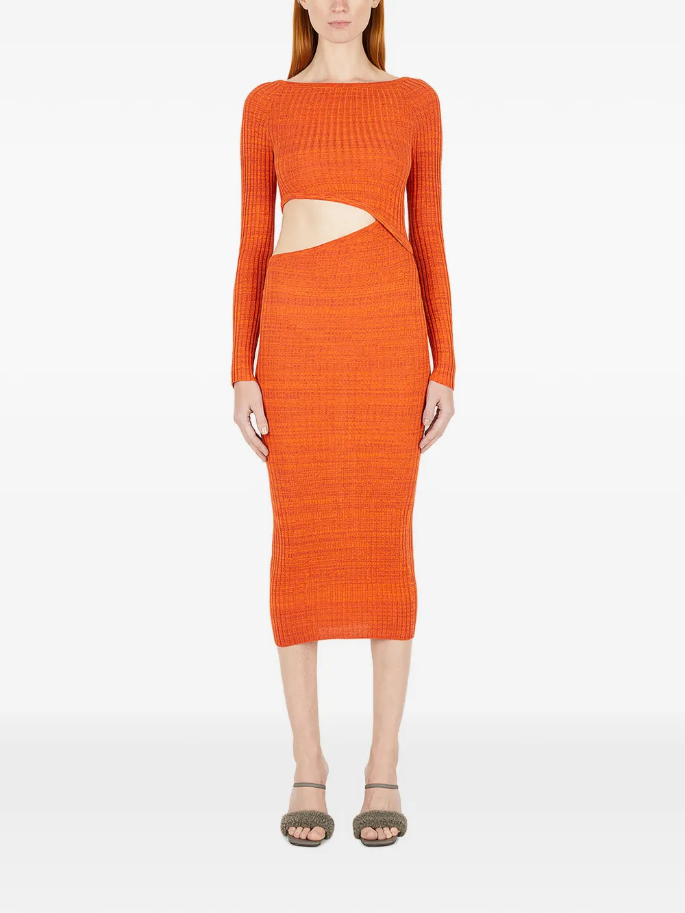Wynn Hamlyn Origami Midikleid mit Cut-Out - Orange