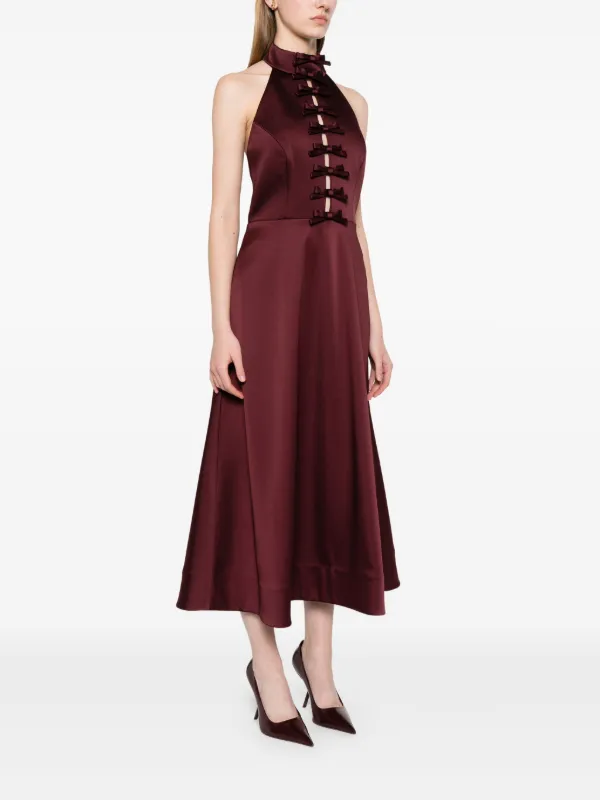 merlot midi dress Azazie Midi Dresses Column Semi-Formal Dresses Cowl Merlot