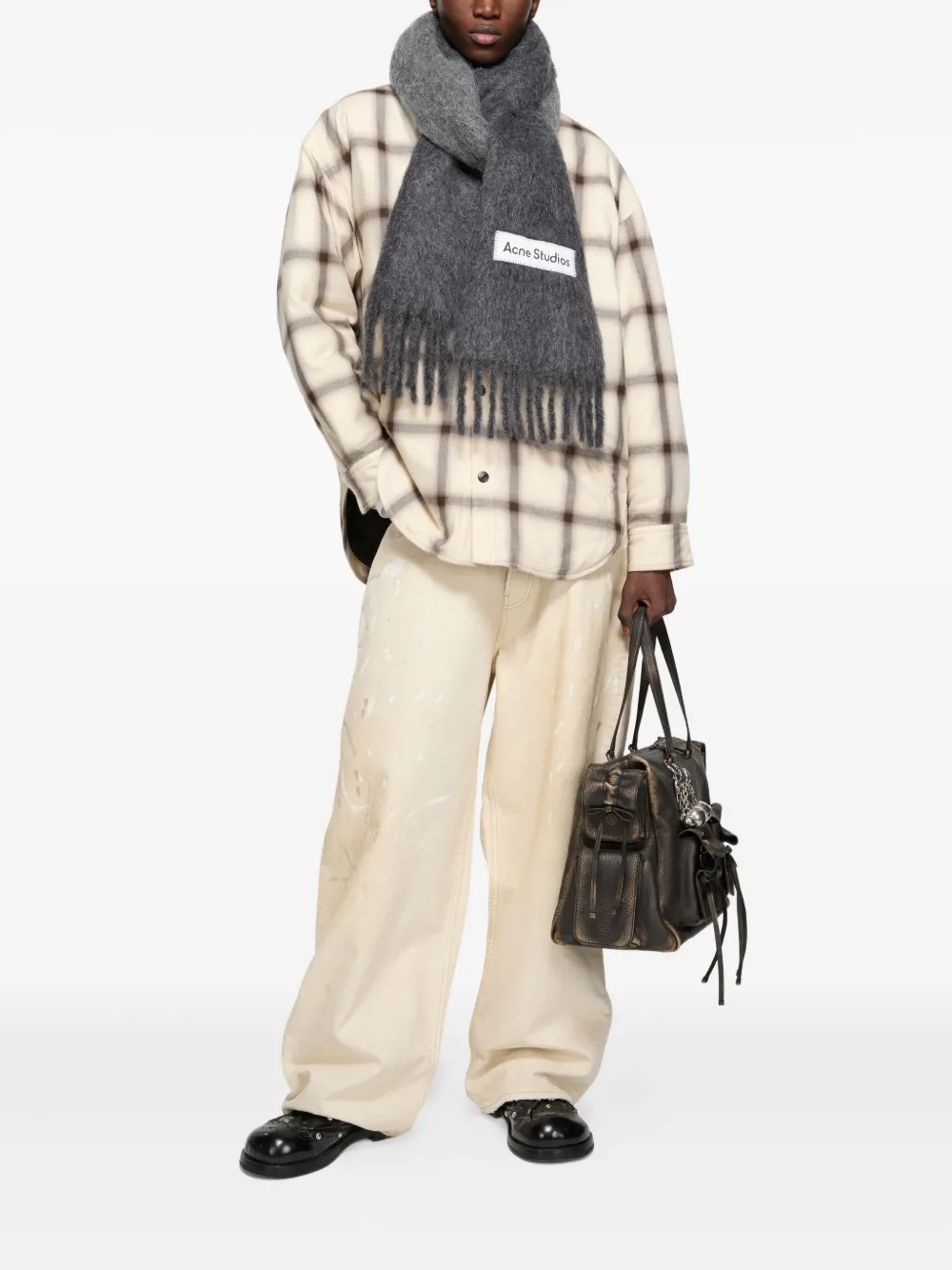 Acne Studios Fringed Scarf In Gray