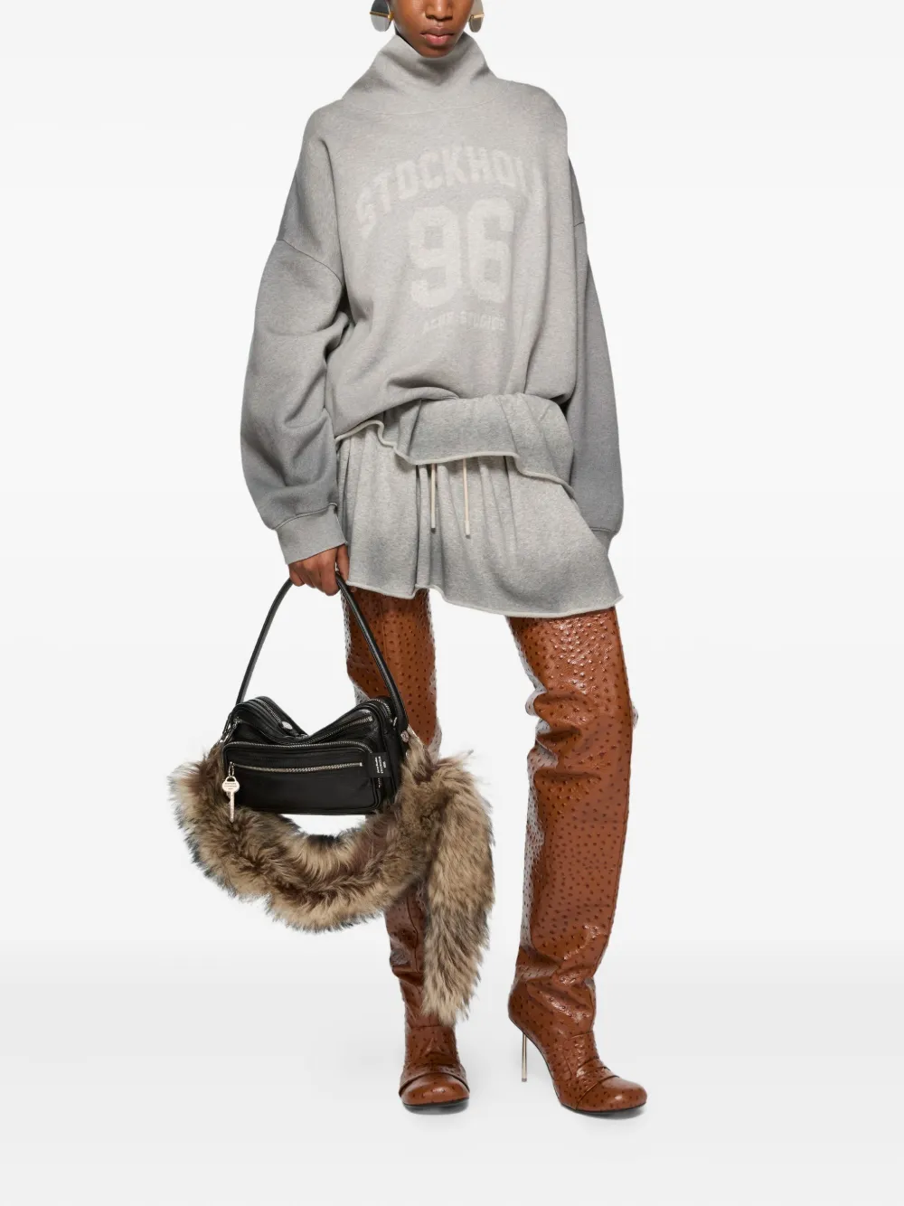 Acne Studios Drawstring Mini Skirt In Gray