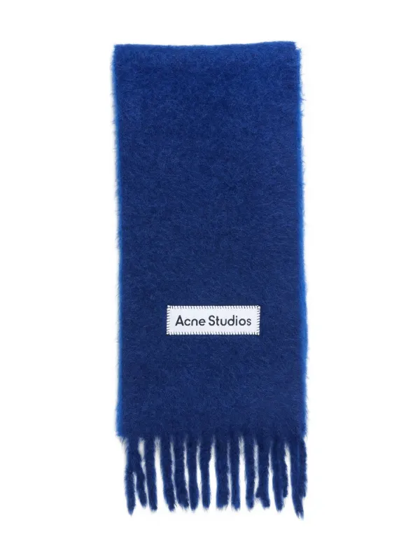 Acne Studios ブルー アルパカ フリンジ マフラー Acne Studios フリンジ スカーフ | ブルー | FARFETCH JP
