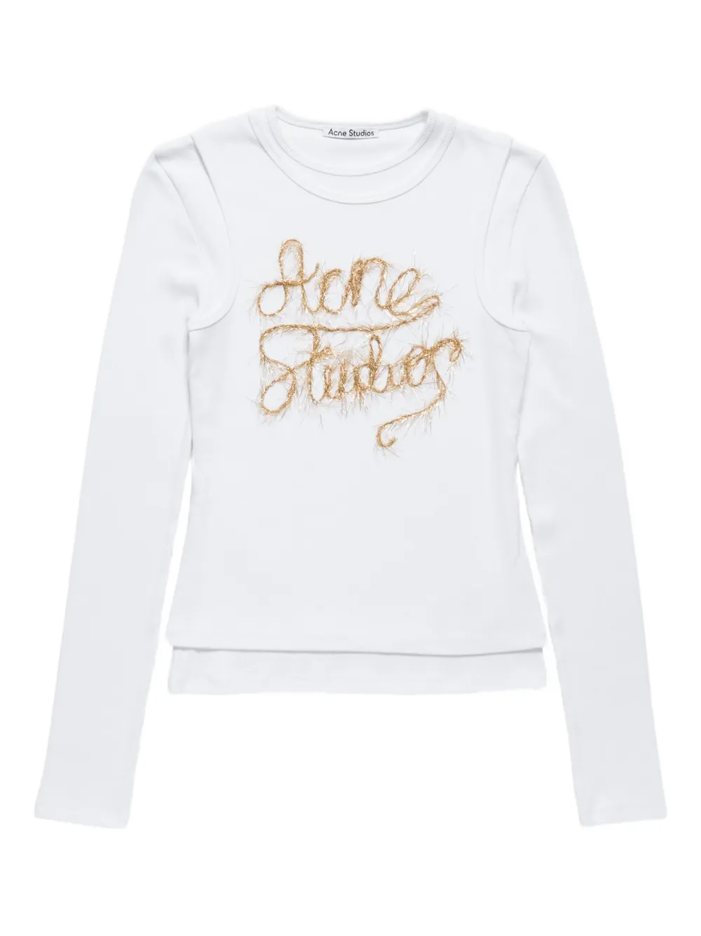 Acne Studios T-shirt Layerd Metallic Logo In White