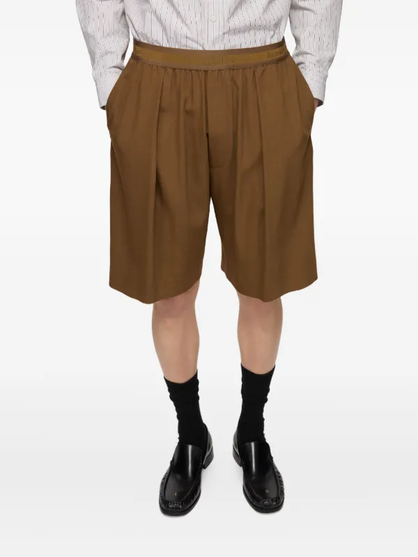 Acne Studios Pleated wide-leg Shorts | Brown | FARFETCH