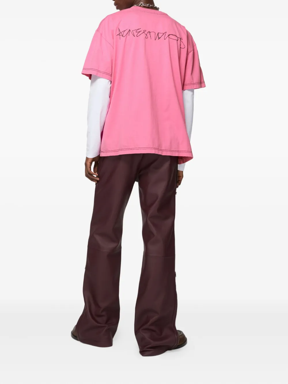 Acne Studios Logo-print T-shirt In Pink