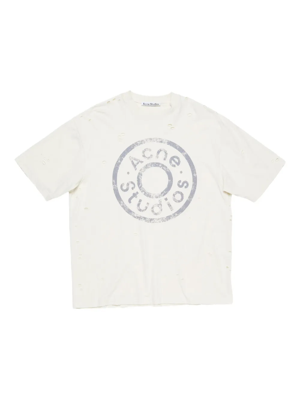 Acne Studios T-shirt met gerafelde logoprint Beige