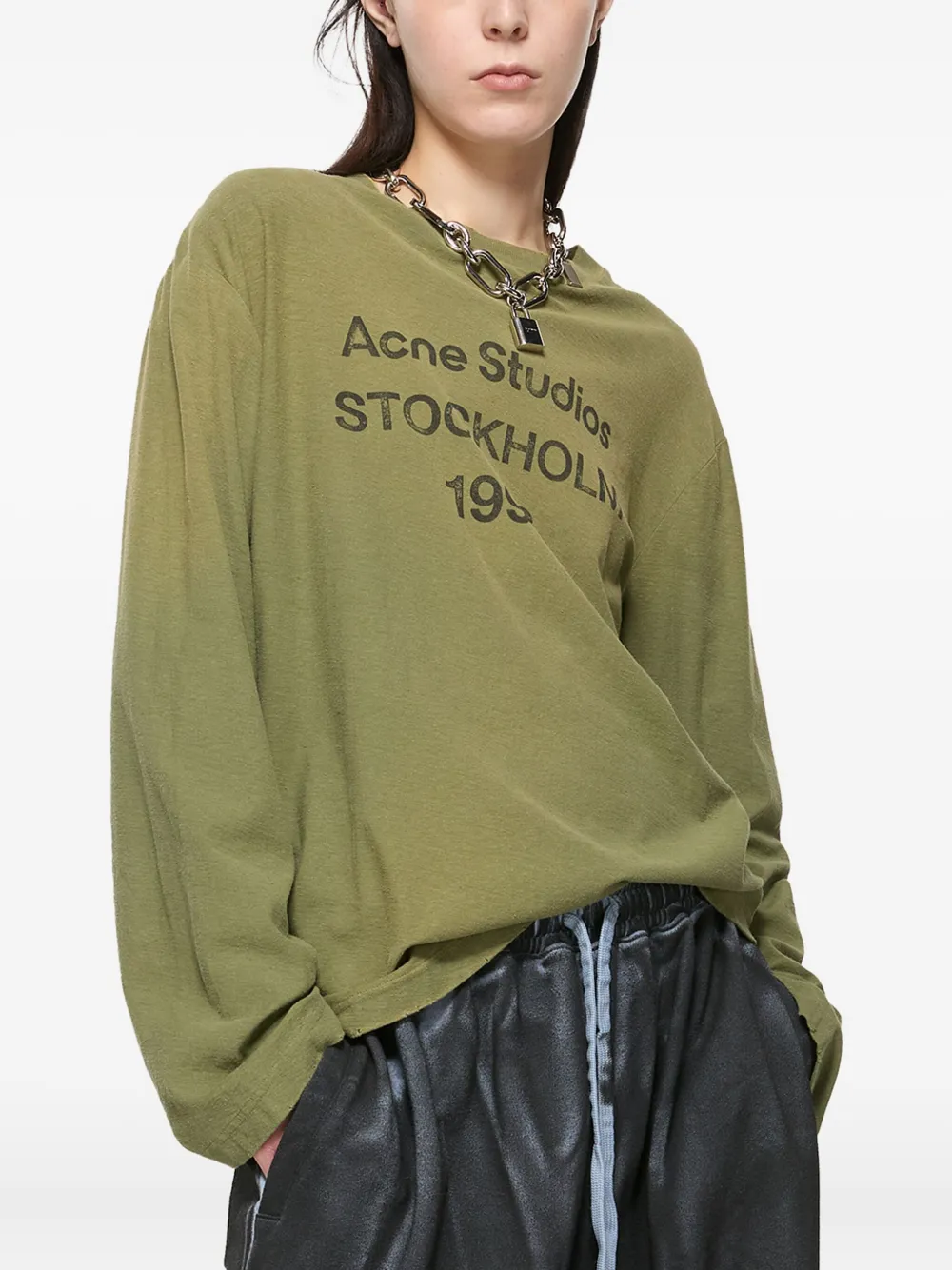 Acne Studios T-shirt met logoprint Groen
