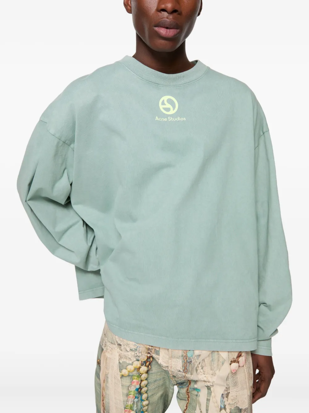 Acne Studios T-shirt met logoprint en lange mouwen Groen