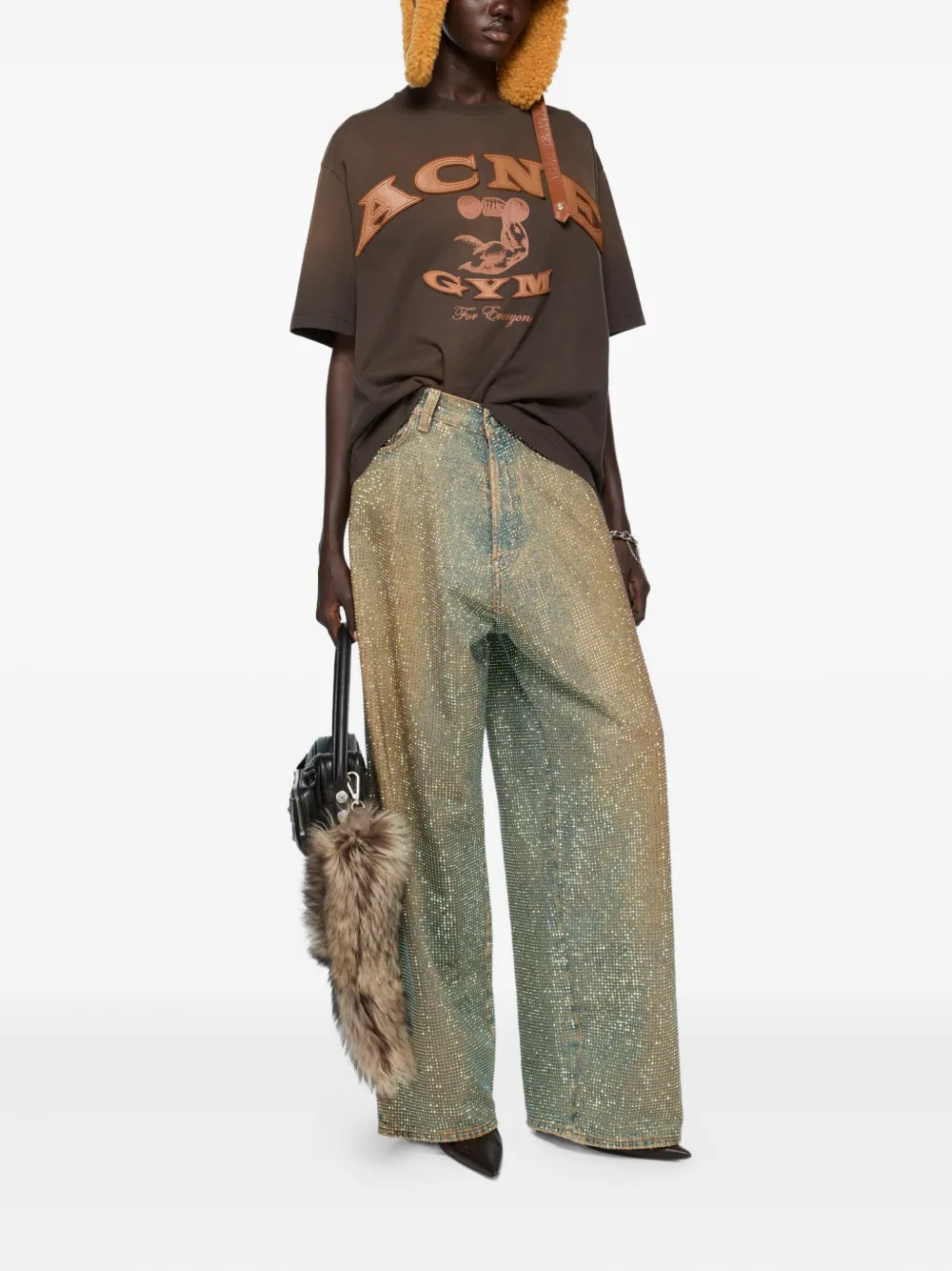 Acne Studios logo-appliqué T-shirt Bruin