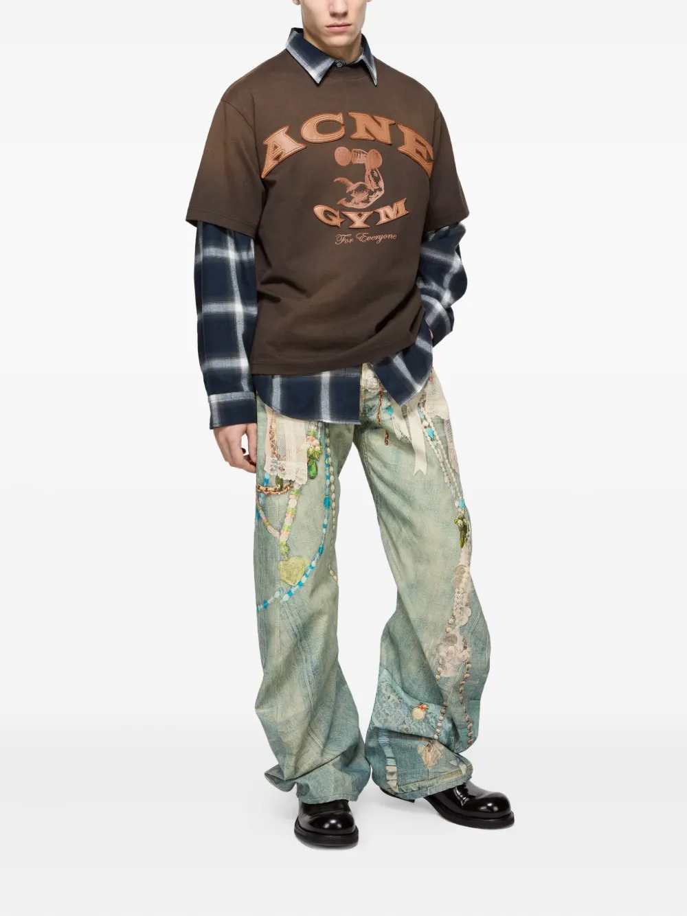 Acne Studios logo-appliqué T-shirt Bruin
