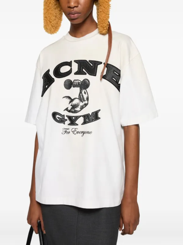 Acne Studios logo-print T-shirt | Neutrals | FARFETCH