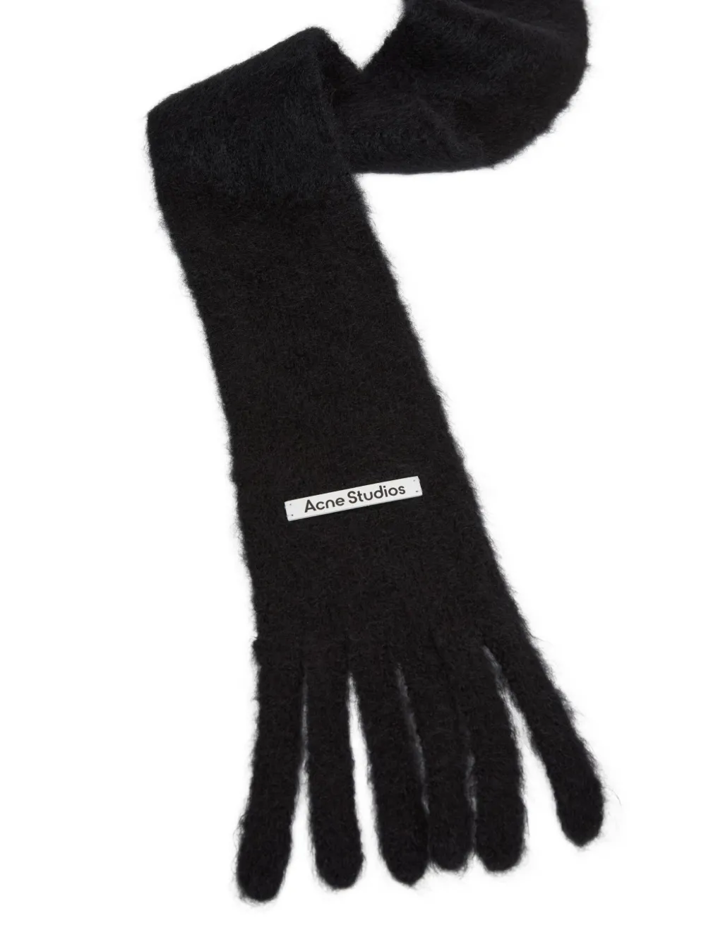 Acne Studios logo-patch fringed scarf | Men | Image 2