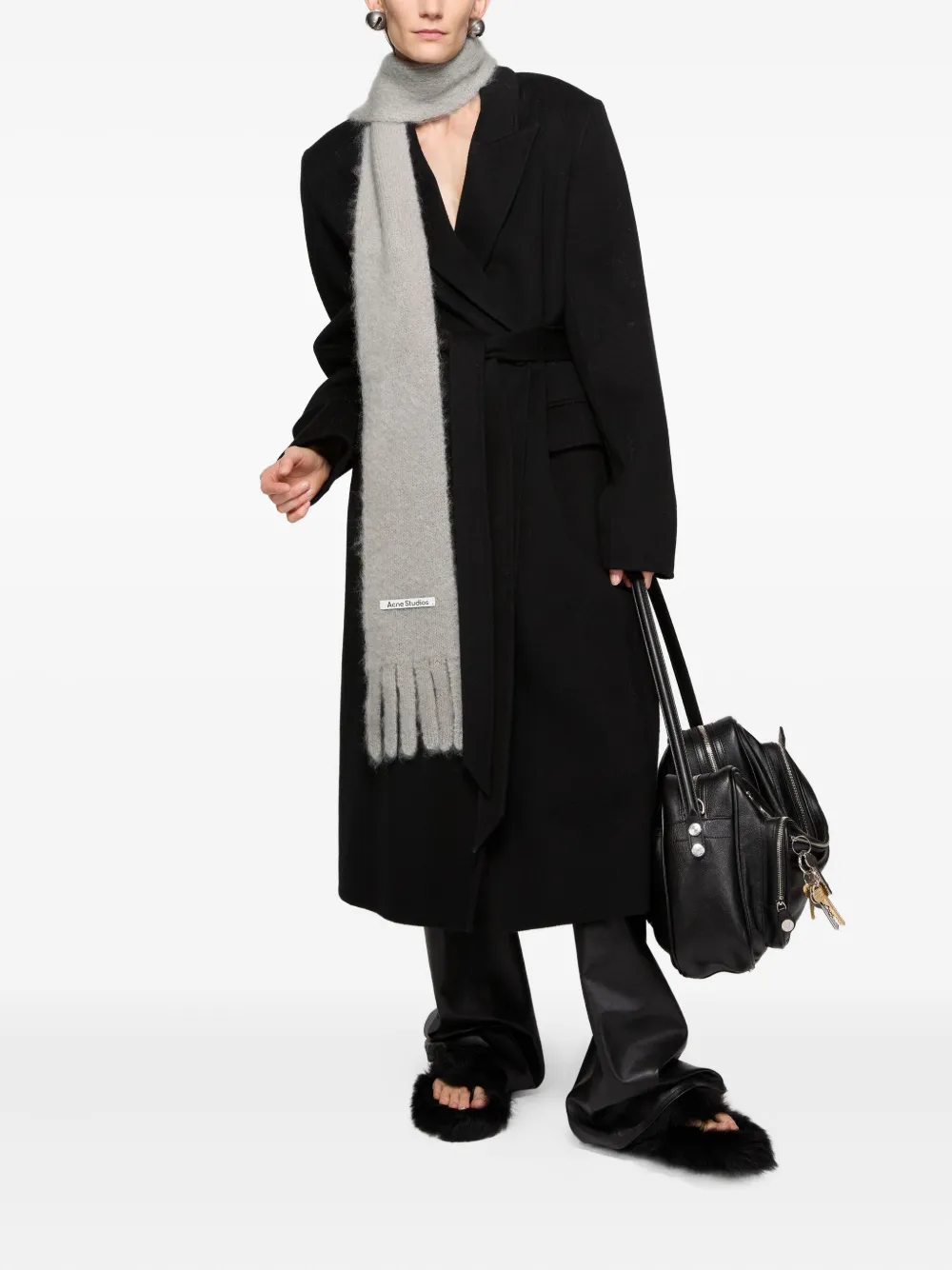 Acne Studios Fringed Scarf In Gray