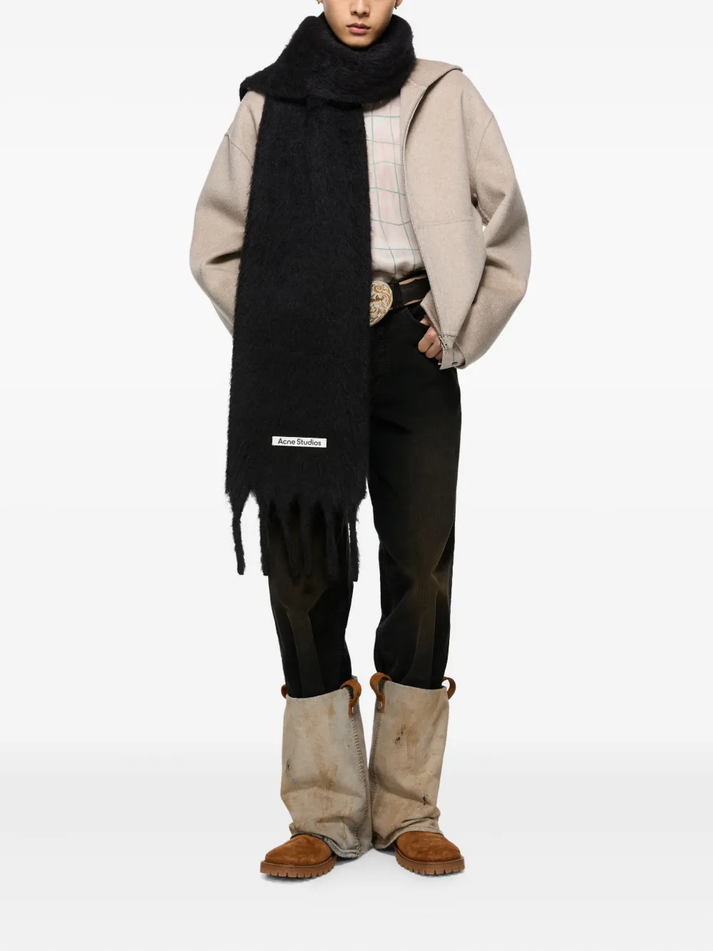 Acne Studios Fringed Scarf In Black