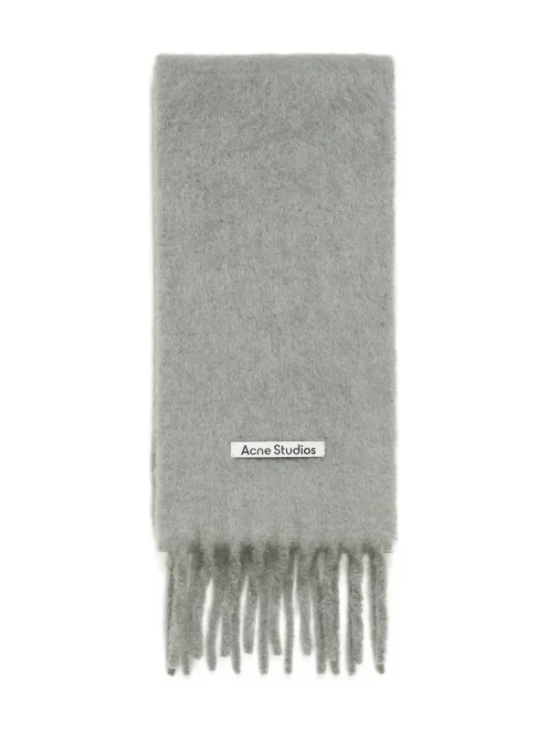Acne Studios グレー フリンジスカーフ Acne Studios - Fringe wool scarf – Narrow - Grey Melange